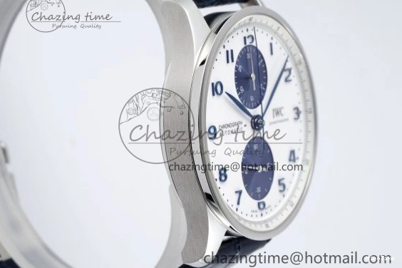 MIROTIME 0206 Portuguese Chrono IW371620 APSF 1:1 Best Edition White Blue Dial on Blue Leather Strap A MultiPurpose 7039